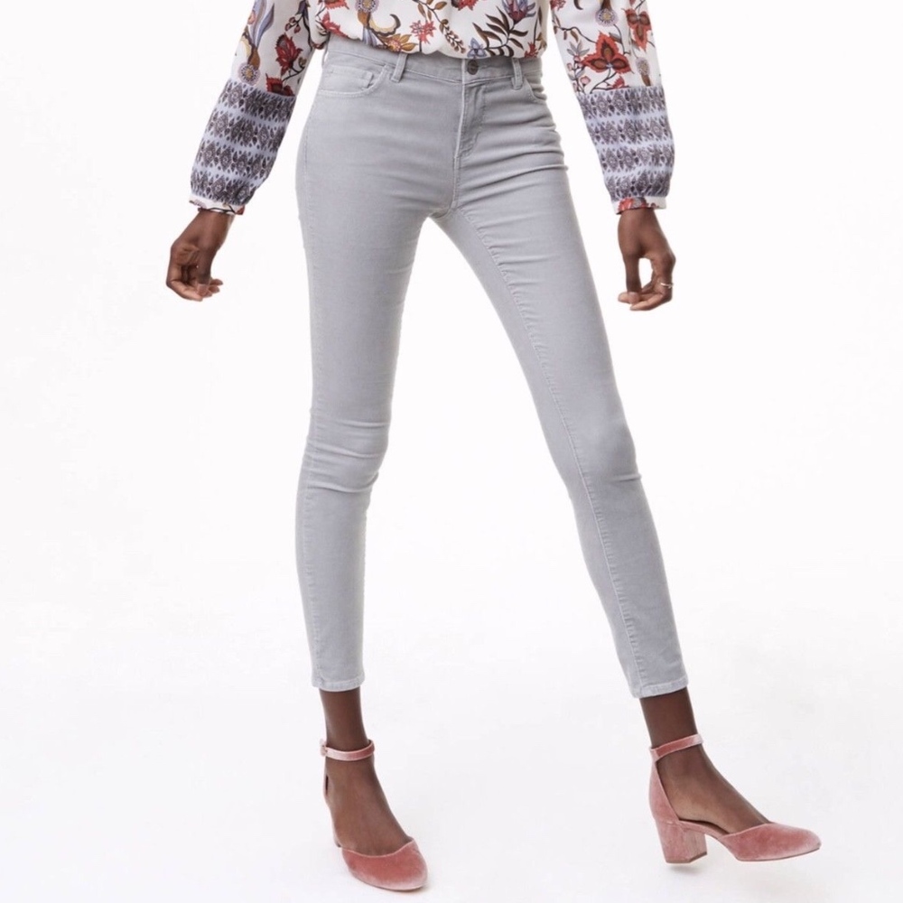 LOFT Petite 8P Pants Modern Skinny Gray Corduroy